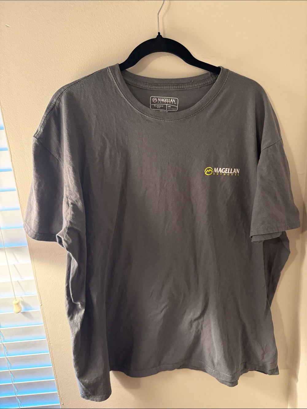 Magellan Outdoors Men's Dark Gray Tee with Lime Logo